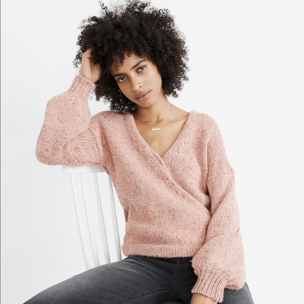 Madewell Beresford Wrap-Front Pullover Sweater